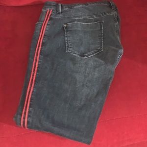 Zara Black Jeans with Red Stripes
